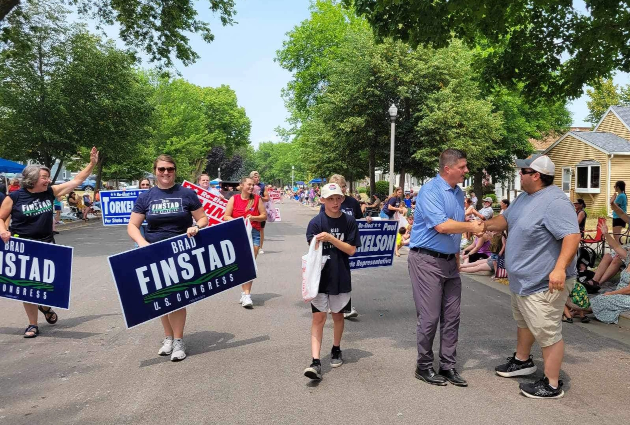 Finstad and supporters at political rally